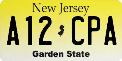 NJ license plate A12CPA