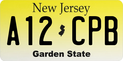 NJ license plate A12CPB