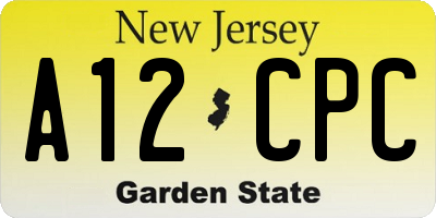 NJ license plate A12CPC