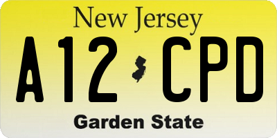 NJ license plate A12CPD