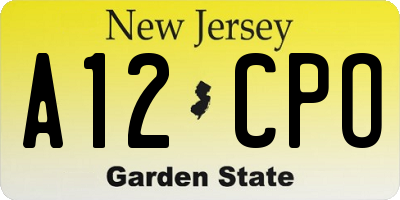 NJ license plate A12CPO