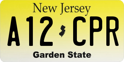 NJ license plate A12CPR
