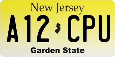 NJ license plate A12CPU