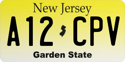 NJ license plate A12CPV