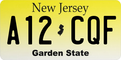 NJ license plate A12CQF