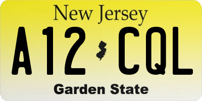 NJ license plate A12CQL