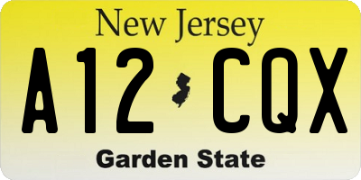 NJ license plate A12CQX