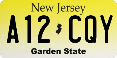NJ license plate A12CQY