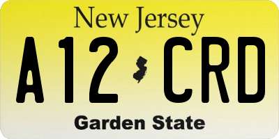 NJ license plate A12CRD