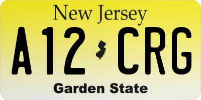 NJ license plate A12CRG