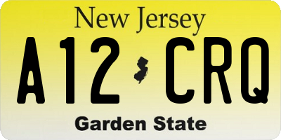 NJ license plate A12CRQ