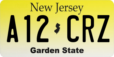NJ license plate A12CRZ