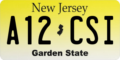 NJ license plate A12CSI