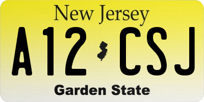 NJ license plate A12CSJ