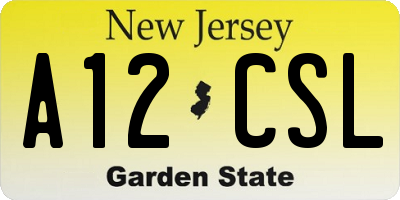 NJ license plate A12CSL