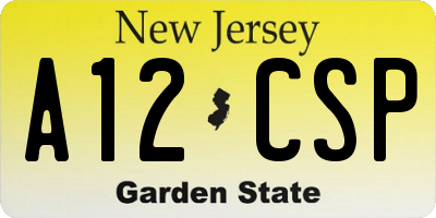 NJ license plate A12CSP