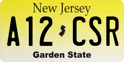 NJ license plate A12CSR
