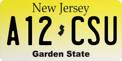 NJ license plate A12CSU
