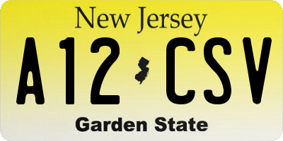 NJ license plate A12CSV