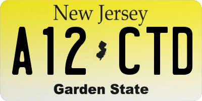 NJ license plate A12CTD