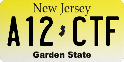 NJ license plate A12CTF