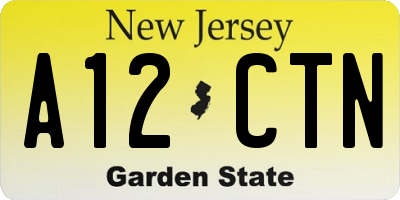 NJ license plate A12CTN