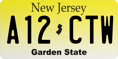 NJ license plate A12CTW