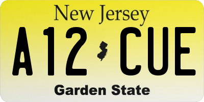 NJ license plate A12CUE