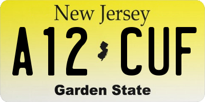 NJ license plate A12CUF