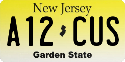 NJ license plate A12CUS