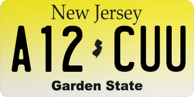 NJ license plate A12CUU