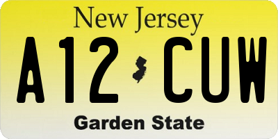 NJ license plate A12CUW