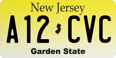 NJ license plate A12CVC