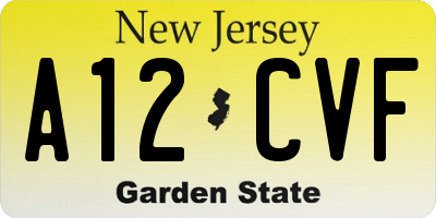 NJ license plate A12CVF