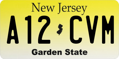 NJ license plate A12CVM