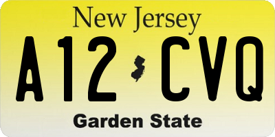 NJ license plate A12CVQ