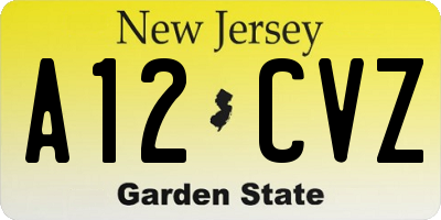 NJ license plate A12CVZ