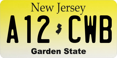 NJ license plate A12CWB