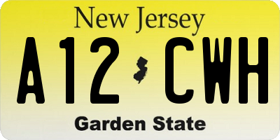 NJ license plate A12CWH