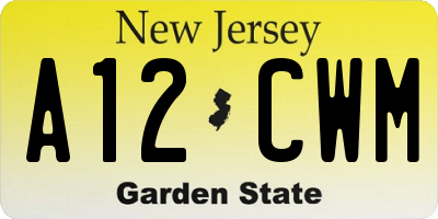 NJ license plate A12CWM
