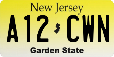 NJ license plate A12CWN