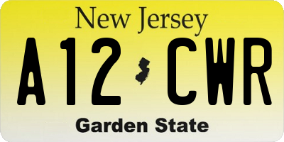 NJ license plate A12CWR