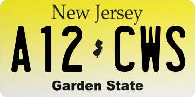 NJ license plate A12CWS
