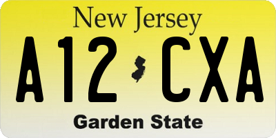 NJ license plate A12CXA