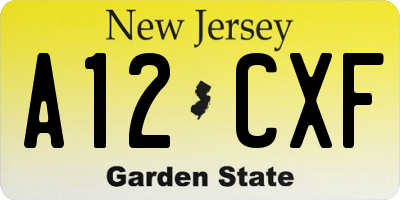 NJ license plate A12CXF