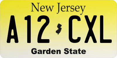NJ license plate A12CXL