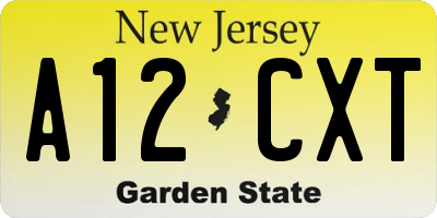NJ license plate A12CXT
