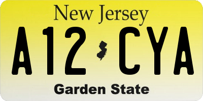 NJ license plate A12CYA