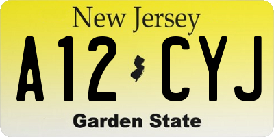 NJ license plate A12CYJ