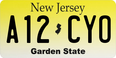 NJ license plate A12CYO